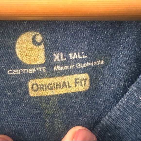 Carhartt Mens Navy XL TALL Short Sleeve Tee Outdoors Construction Utility Pocket - Picture 3 of 9